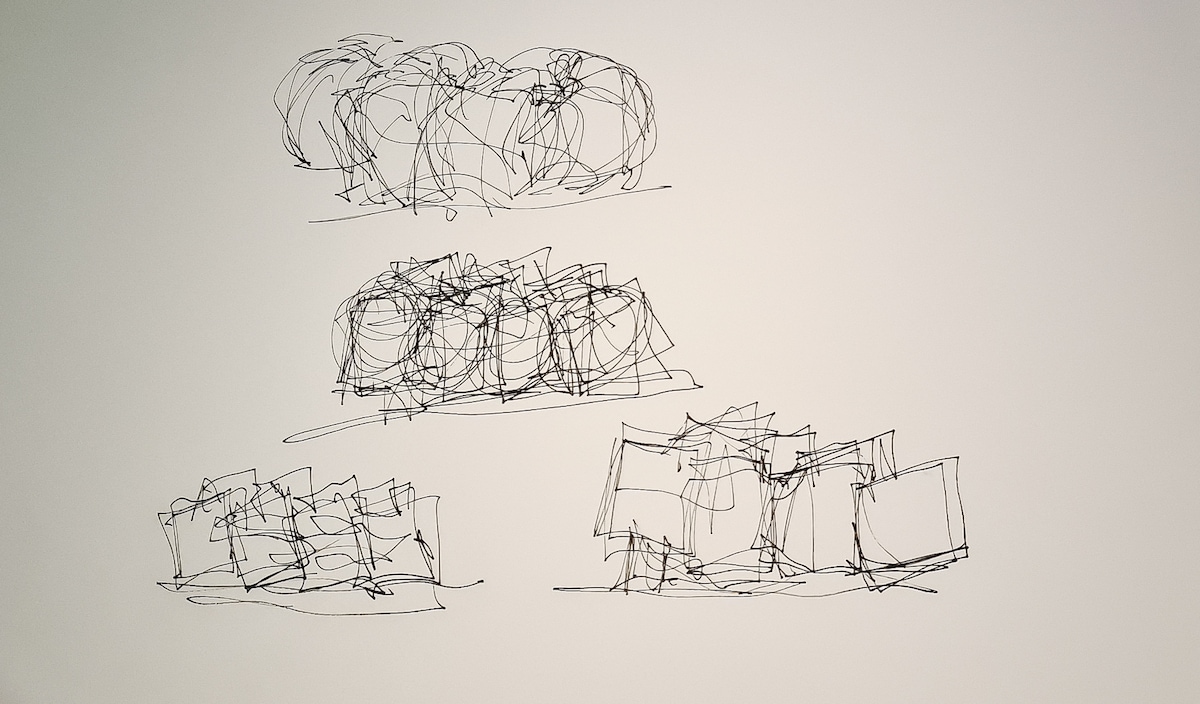 Evening sketch of the Fondation Louis Vuitton building in …